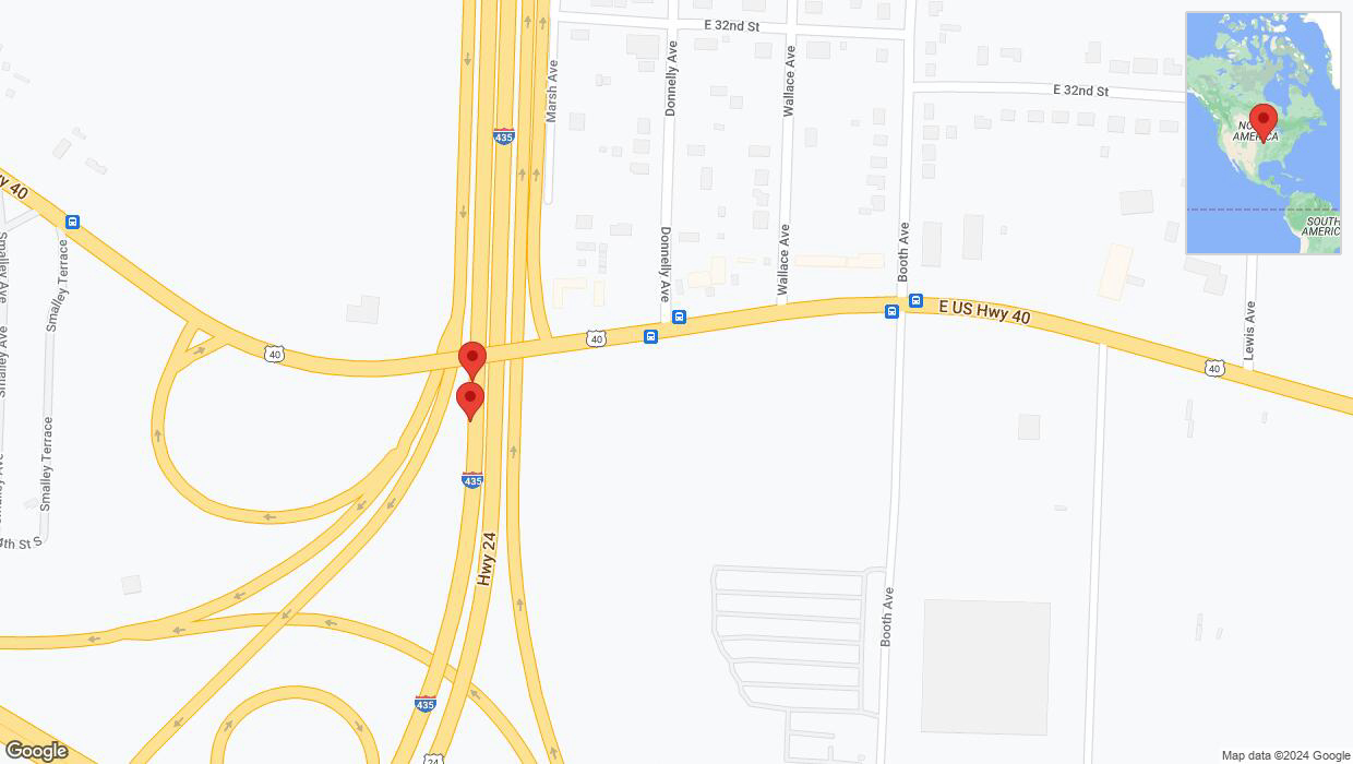 A detailed map that shows the affected road due to 'Broken down vehicle on southbound I-435 in Kansas City' on August 19th at 5:27 p.m.