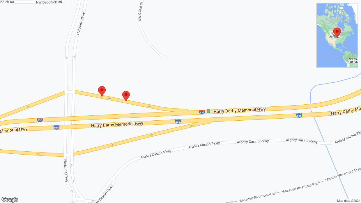 A detailed map that shows the affected road due to 'Broken down vehicle on the Harry Darby Memorial Highway in Riverside' on August 19th at 9:21 p.m.