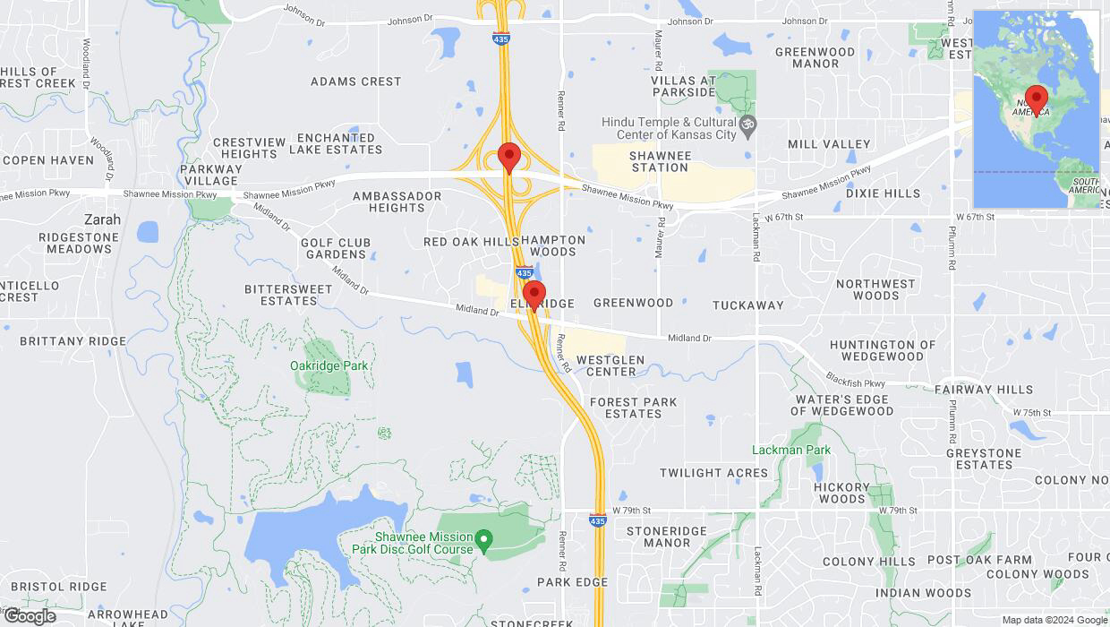 A detailed map that shows the affected road due to 'Reports of a crash on northbound I-435' on August 20th at 5 p.m.