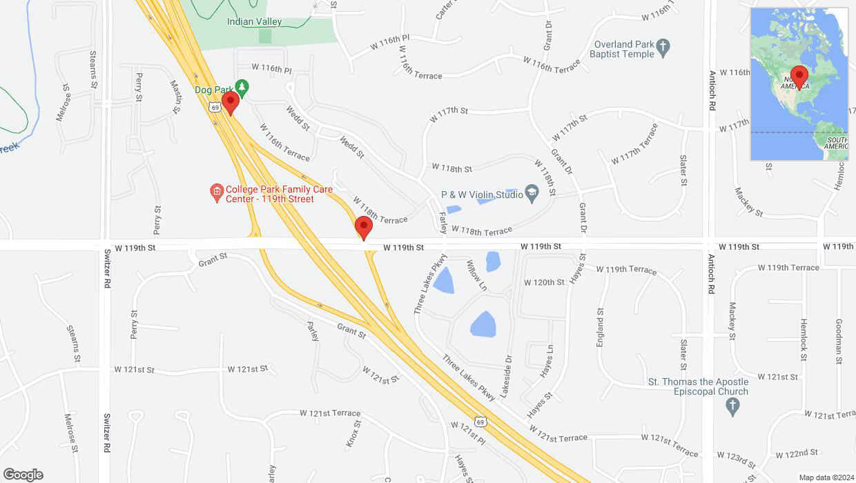 A detailed map that shows the affected road due to 'Overland Park: West 118th Terrace temporarily closed' on August 21st at 8:17 p.m.