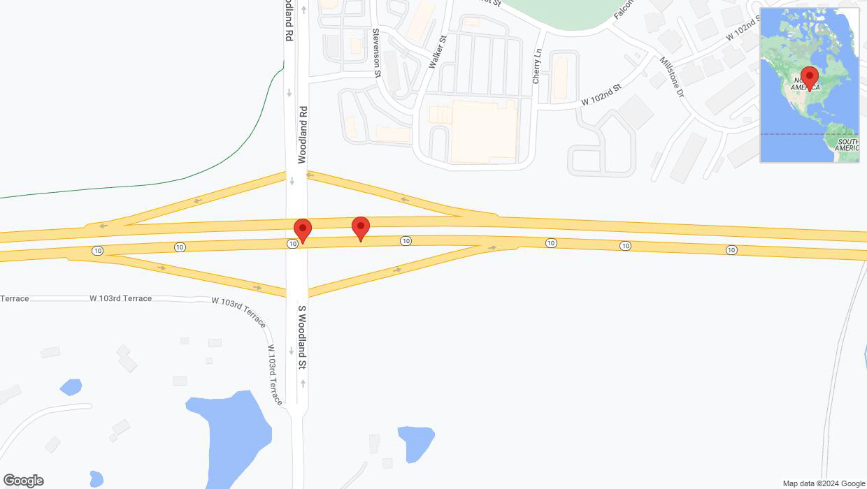 A detailed map that shows the affected road due to 'Crash report: K-10' on August 21st at 3:34 p.m.