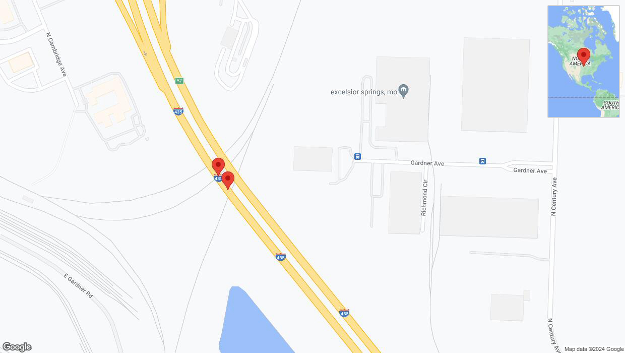 A detailed map that shows the affected road due to 'Broken down vehicle on southbound I-435 in Kansas City' on August 22nd at 1:58 p.m.