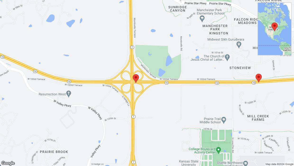 A detailed map that shows the affected road due to 'Reports of a crash on eastbound K-10' on August 22nd at 3:32 p.m.