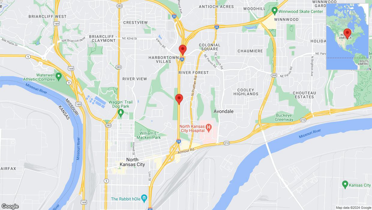 A detailed map that shows the affected road due to 'A crash has been reported on northbound I-29/I-35' on August 23rd at 12:52 p.m.