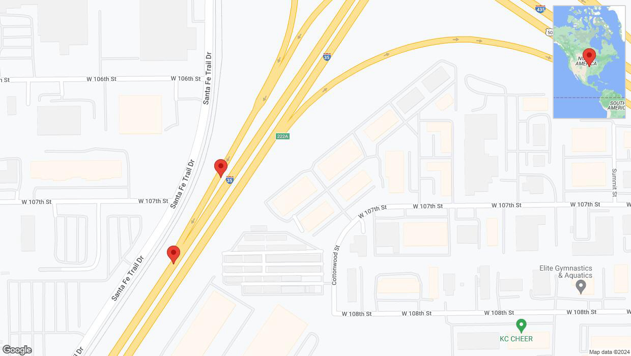 A detailed map that shows the affected road due to 'Broken down vehicle on westbound US-50 West in Lenexa' on August 23rd at 1:21 p.m.