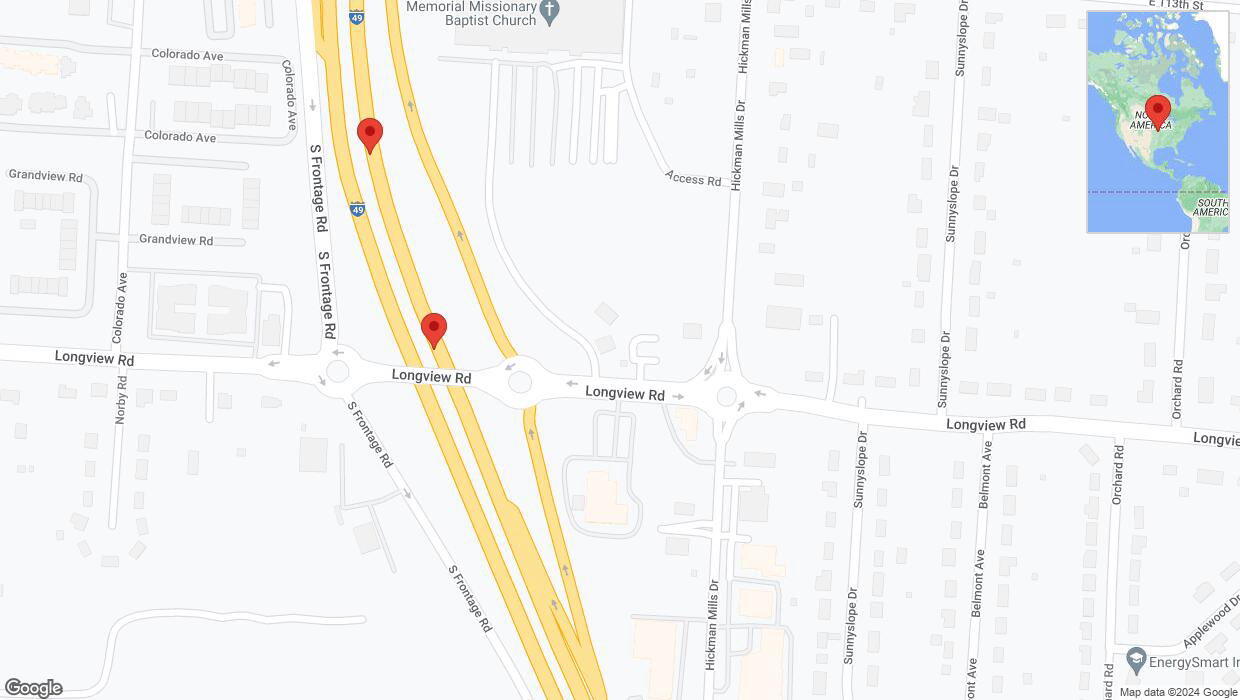 A detailed map that shows the affected road due to 'Broken down vehicle on northbound I-40/US-71 in Kansas City' on August 23rd at 5:08 p.m.