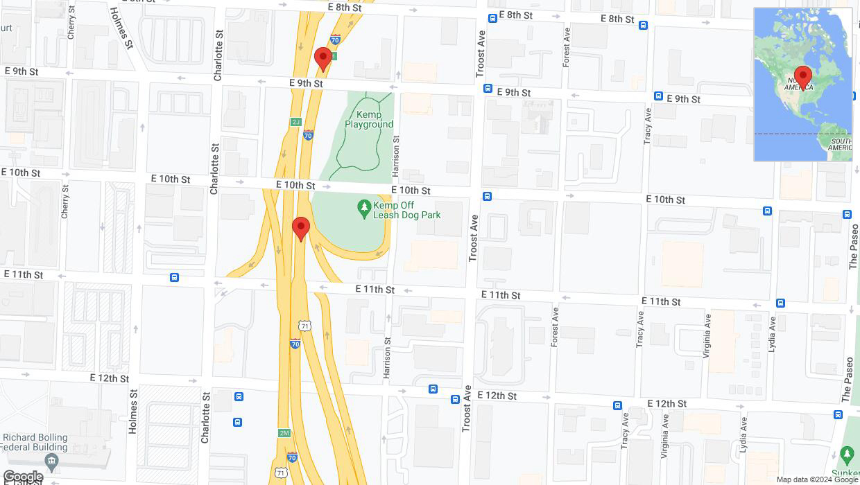A detailed map that shows the affected road due to 'Reports of a crash on northbound I-70' on August 23rd at 6:19 p.m.