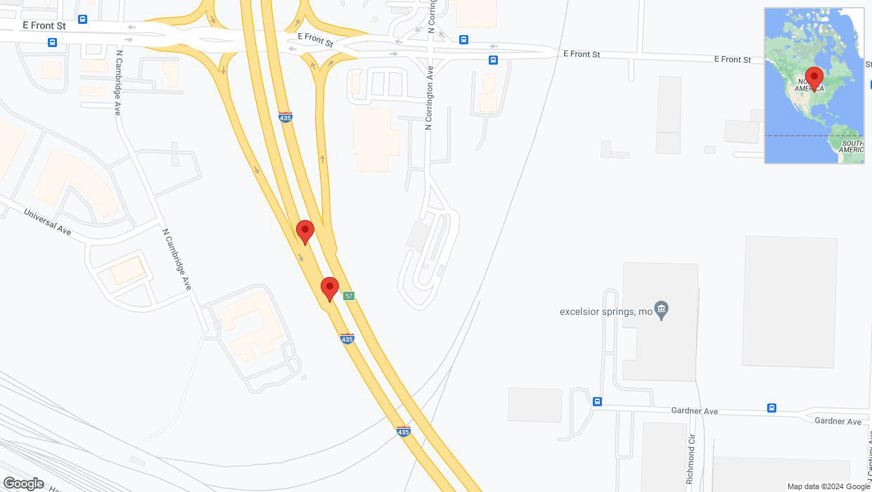 A detailed map that shows the affected road due to 'Broken down vehicle on southbound I-435 in Kansas City' on August 23rd at 9:30 p.m.