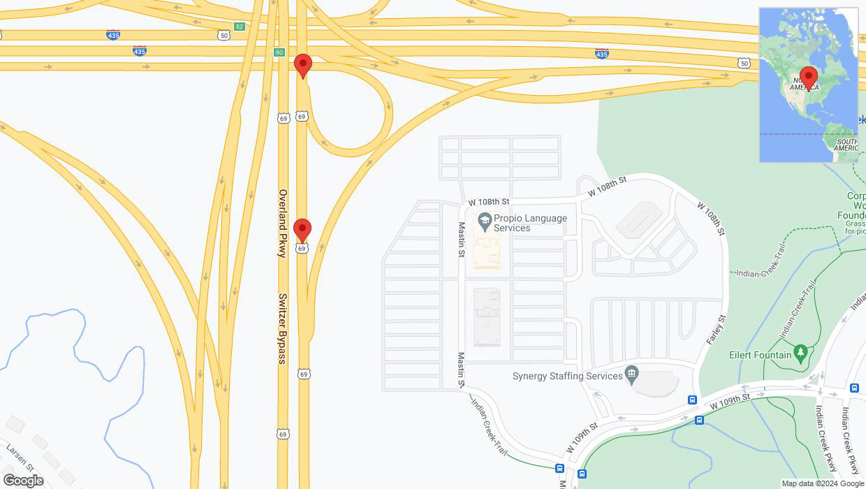 A detailed map that shows the affected road due to 'Reports of a crash on northbound US-69' on August 24th at 5:53 p.m.