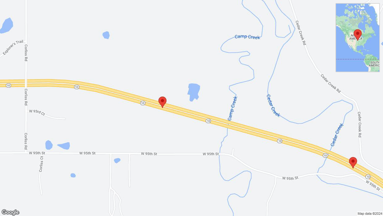 A detailed map that shows the affected road due to 'Lane on K-10 closed in De Soto' on August 31st at 4:52 p.m.