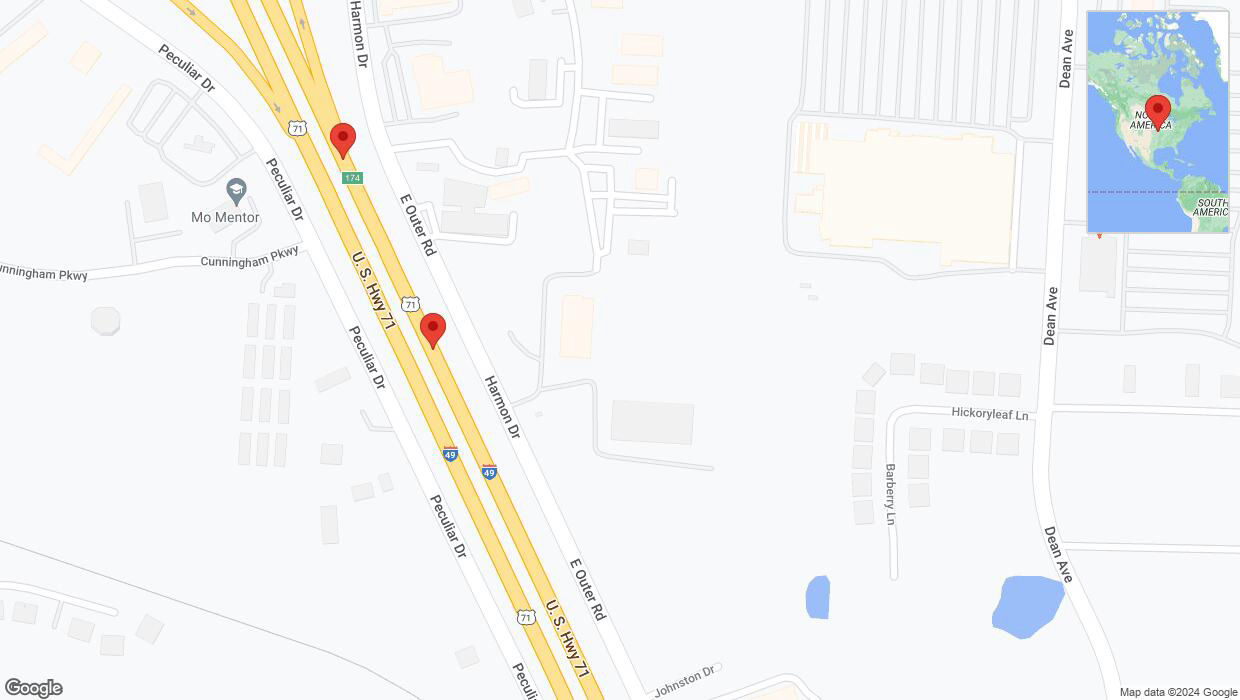 A detailed map that shows the affected road due to 'Warning in Belton: Crash reported on northbound I-40/US-71' on August 27th at 2:08 p.m.