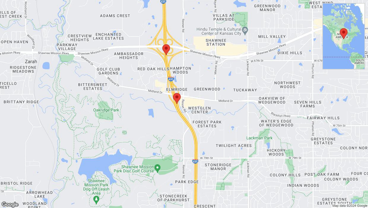 A detailed map that shows the affected road due to 'A crash has been reported on northbound I-435' on August 27th at 4:08 p.m.