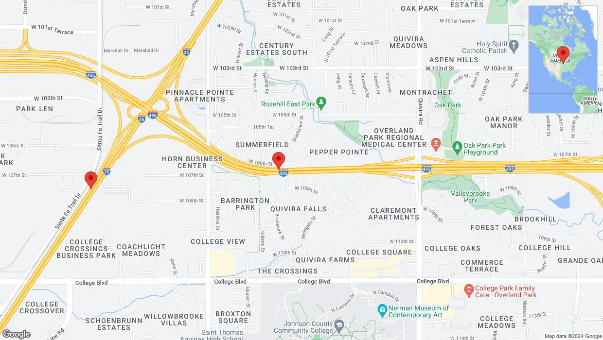 A detailed map that shows the affected road due to 'Drivers cautioned as heavy rain triggers traffic concerns on westbound US-50 West in Lenexa' on August 27th at 5:56 p.m.
