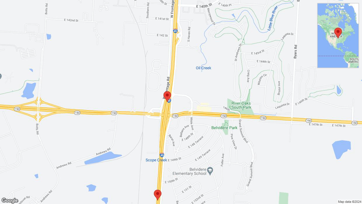 A detailed map that shows the affected road due to 'Drivers cautioned as heavy rain triggers traffic concerns on southbound I-40/US-71 in Kansas City' on August 27th at 6:38 p.m.