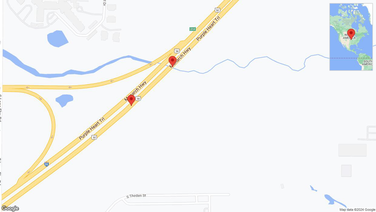 A detailed map that shows the affected road due to 'A crash has been reported on eastbound I-35' on August 27th at 7:26 p.m.