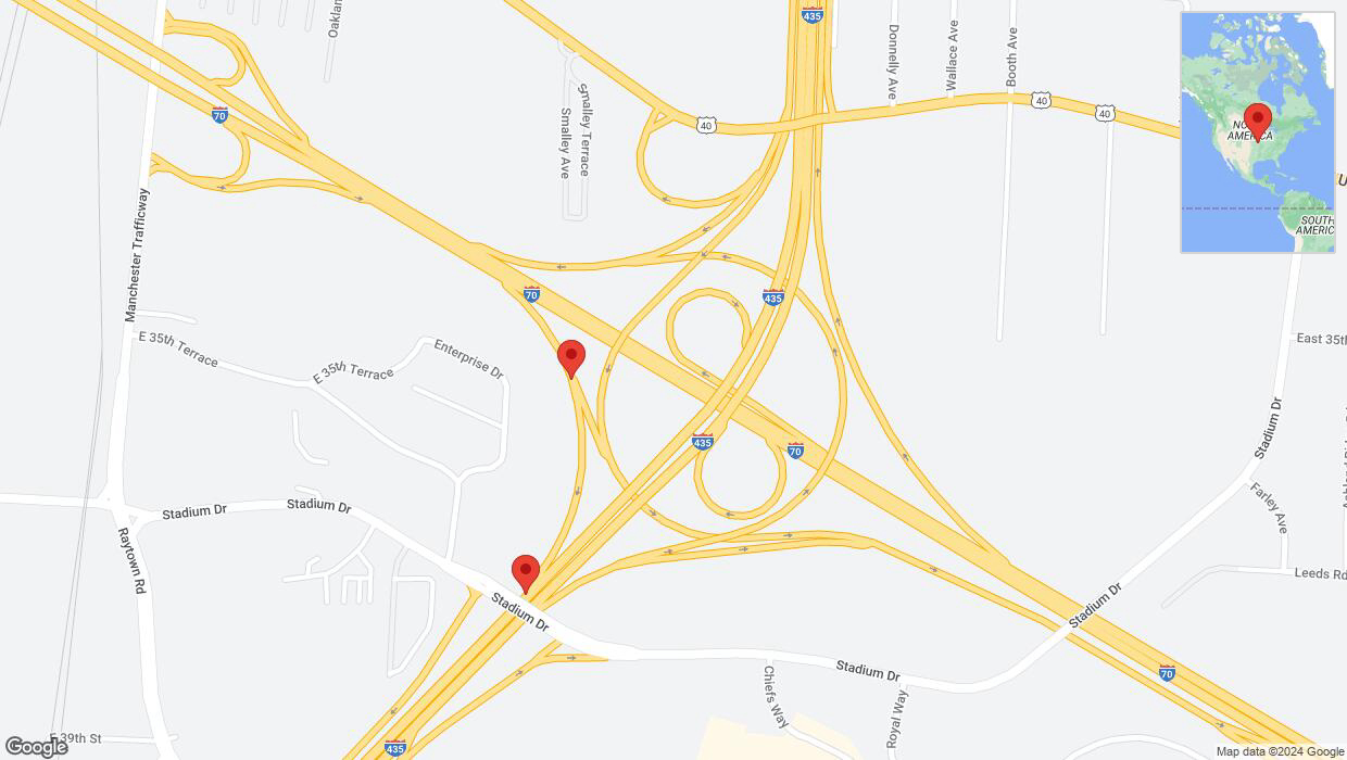A detailed map that shows the affected road due to 'Enterprise Drive closed in Kansas City' on August 27th at 10:02 p.m.