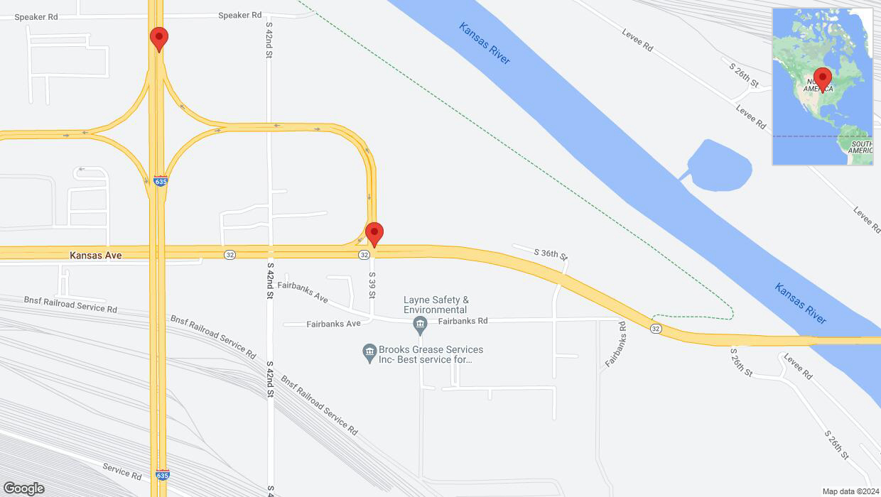 A detailed map that shows the affected road due to 'Fairbanks Avenue closed in Kansas City' on August 27th at 10:08 p.m.