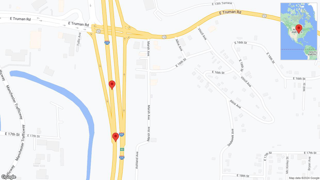 A detailed map that shows the affected road due to 'Broken down vehicle on southbound I-435 in Kansas City' on August 28th at 12:08 p.m.
