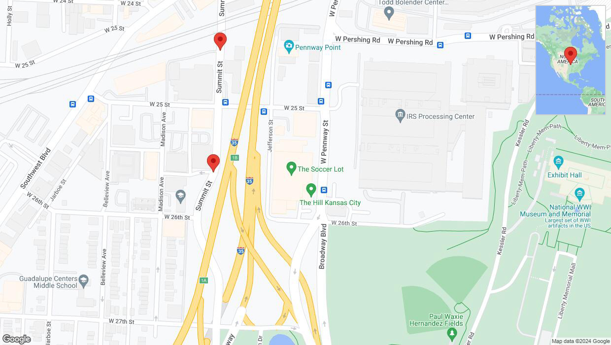 A detailed map that shows the affected road due to 'Summit Street temporarily closed in Kansas City' on August 28th at 1:14 p.m.