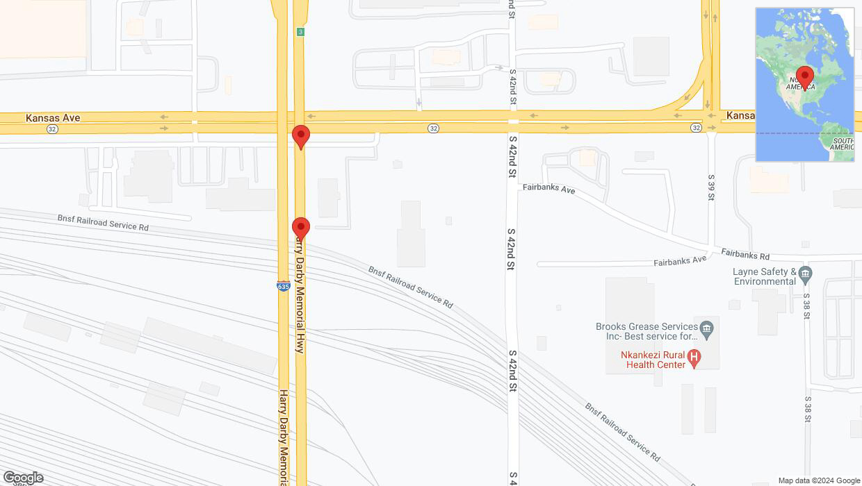 A detailed map that shows the affected road due to 'Broken down vehicle on northbound I-635 in Kansas City' on August 28th at 7:14 p.m.