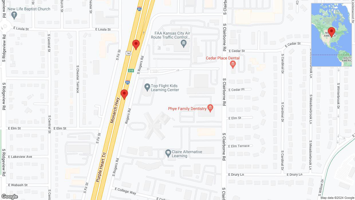 A detailed map that shows the affected road due to 'Broken down vehicle on eastbound I-35 in Olathe' on August 29th at 3:43 p.m.