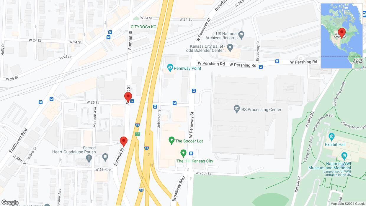 A detailed map that shows the affected road due to 'Kansas City: West 25 Street closed' on August 29th at 7:19 p.m.