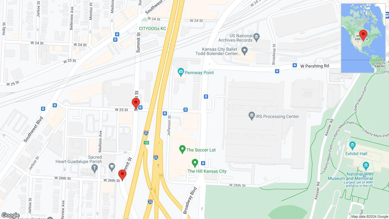 A detailed map that shows the affected road due to 'Kansas City: West 25 Street closed' on August 30th at 9:30 p.m.