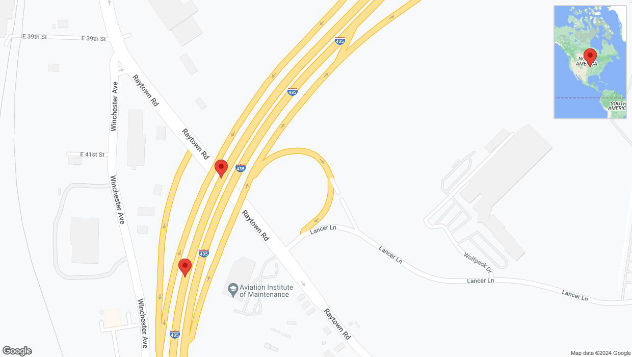 A detailed map that shows the affected road due to 'Broken down vehicle on southbound I-435 in Kansas City' on September 1st at 11:20 p.m.