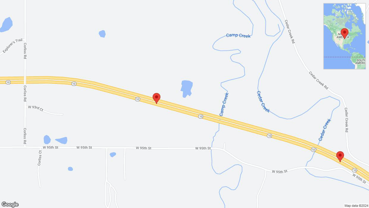A detailed map that shows the affected road due to 'Lane on K-10 closed in De Soto' on September 8th at 8:37 a.m.