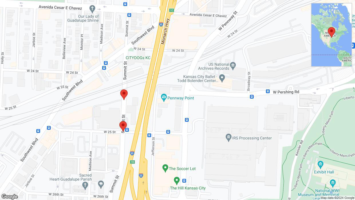 A detailed map that shows the affected road due to 'Summit Street closed in Kansas City' on September 3rd at 12:48 p.m.