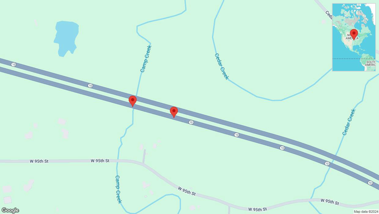 A detailed map that shows the affected road due to 'Broken down vehicle on eastbound K-10 in De Soto' on September 5th at 3:26 p.m.