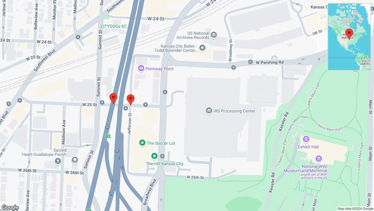 A detailed map that shows the affected road due to 'Kansas City: Jefferson Street closed' on September 5th at 7:28 p.m.