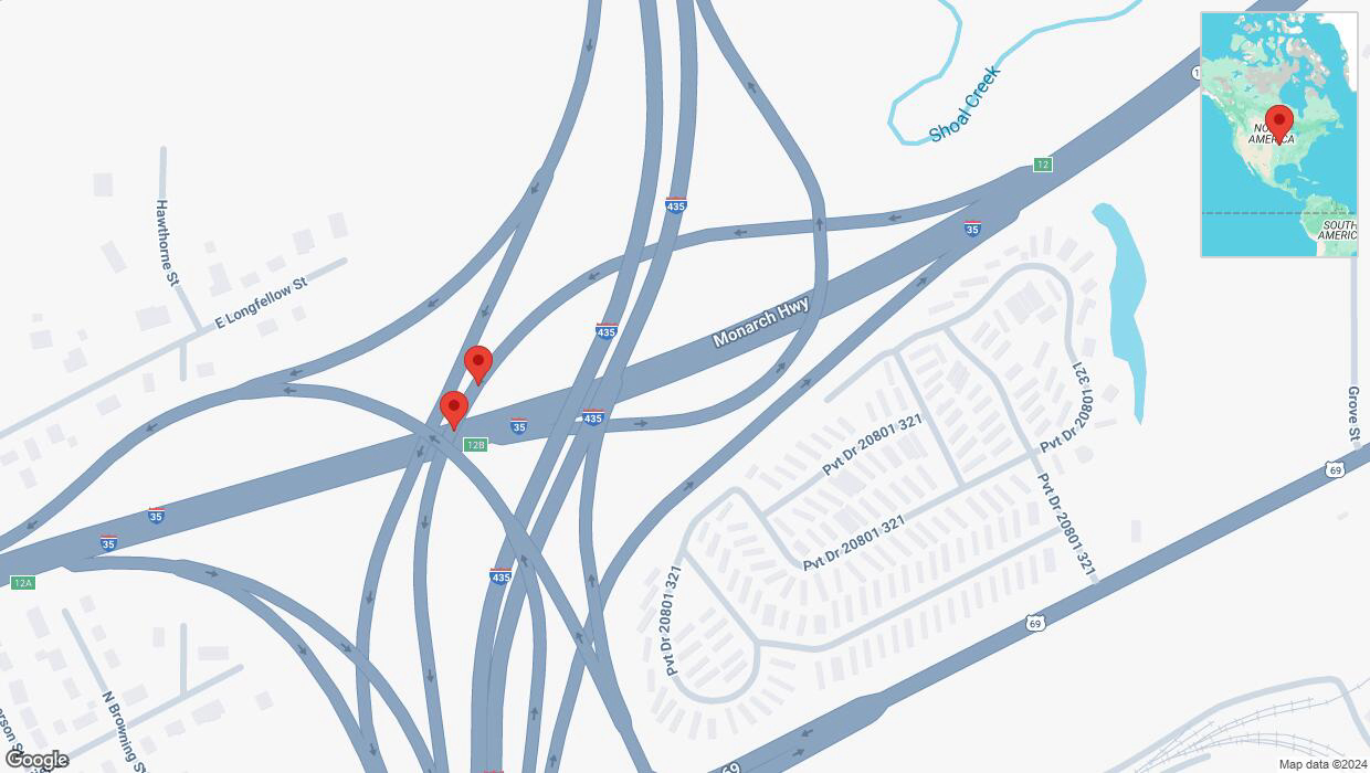 A detailed map that shows the affected road due to 'Broken down vehicle on the Monarch Highway in Claycomo' on September 6th at 6:40 p.m.