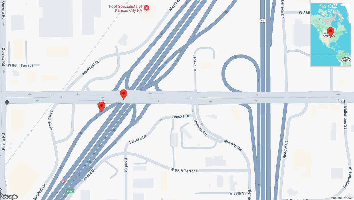 A detailed map that shows the affected road due to 'Overland Park: Monarch Highway closed' on September 6th at 11:10 p.m.