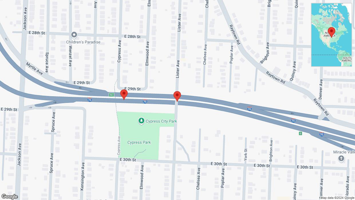 A detailed map that shows the affected road due to 'Broken down vehicle on eastbound I-70 in Kansas City' on September 7th at 4:52 p.m.