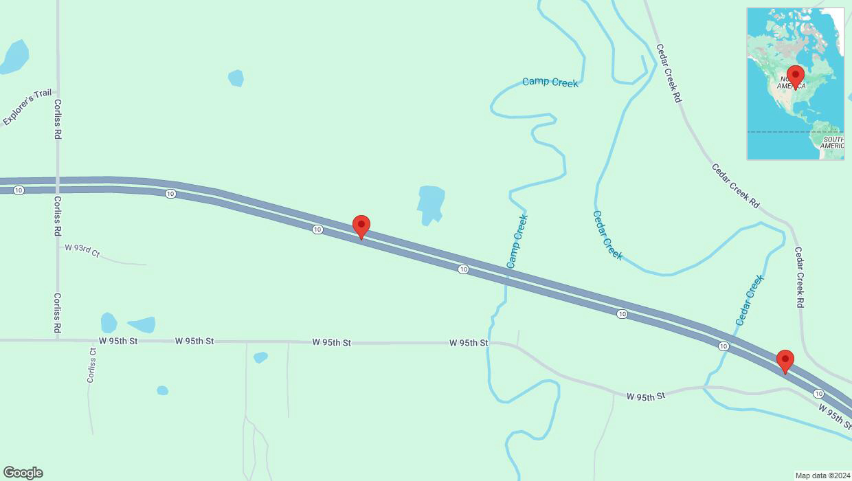 A detailed map that shows the affected road due to 'Lane on K-10 closed in De Soto' on September 9th at 1:02 p.m.