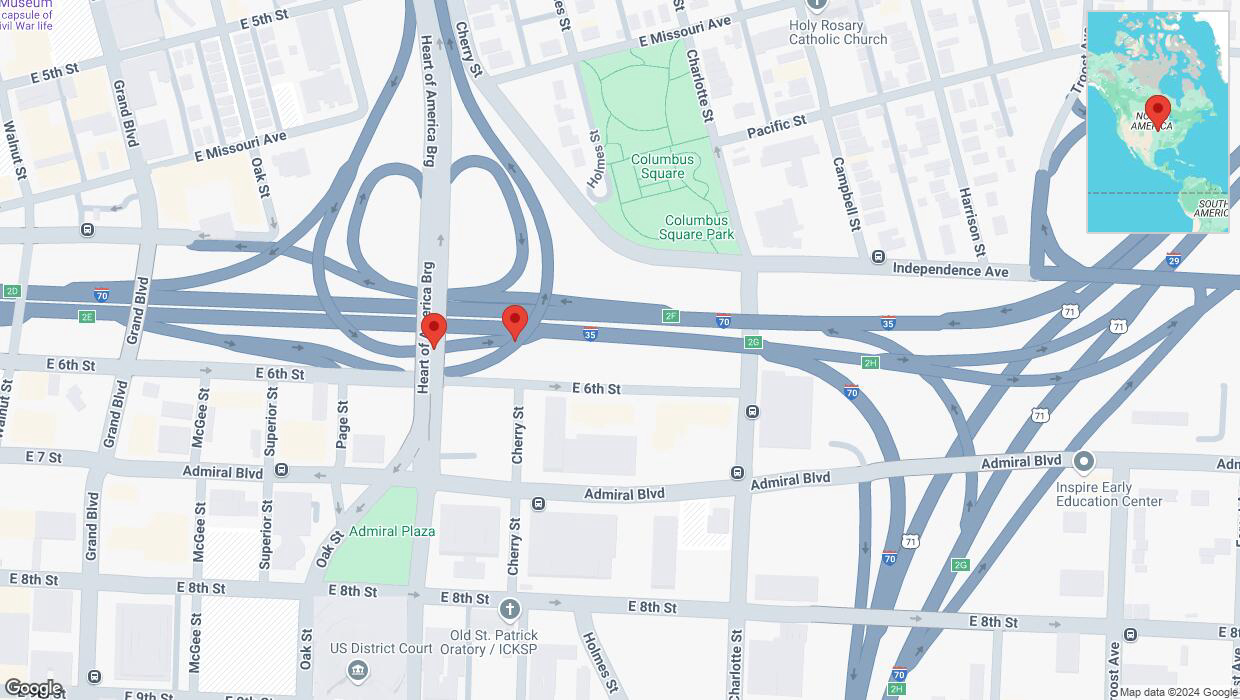 A detailed map that shows the affected road due to 'Broken down vehicle on I-35 North in Kansas City' on September 12th at 8:34 p.m.
