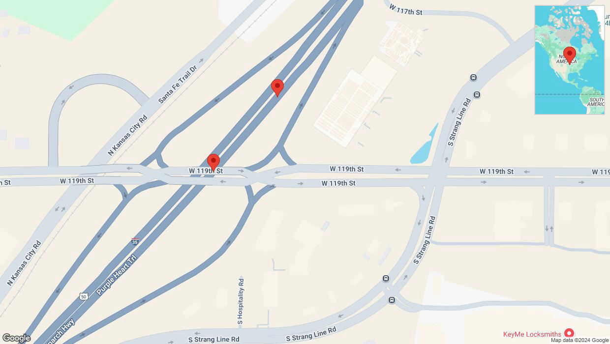 A detailed map that shows the affected road due to 'Broken down vehicle on eastbound I-35 in Olathe' on September 25th at 5:53 p.m.