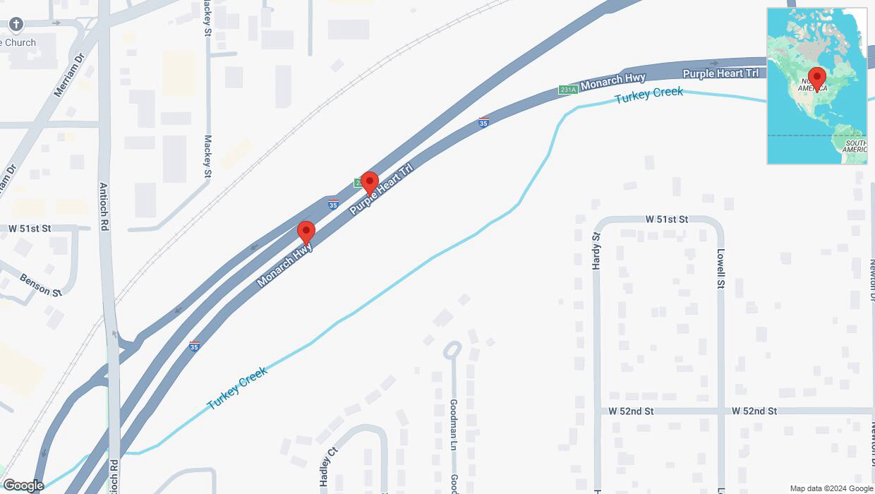 A detailed map that shows the affected road due to 'A crash has been reported on northbound I-35' on September 27th at 6:53 p.m.