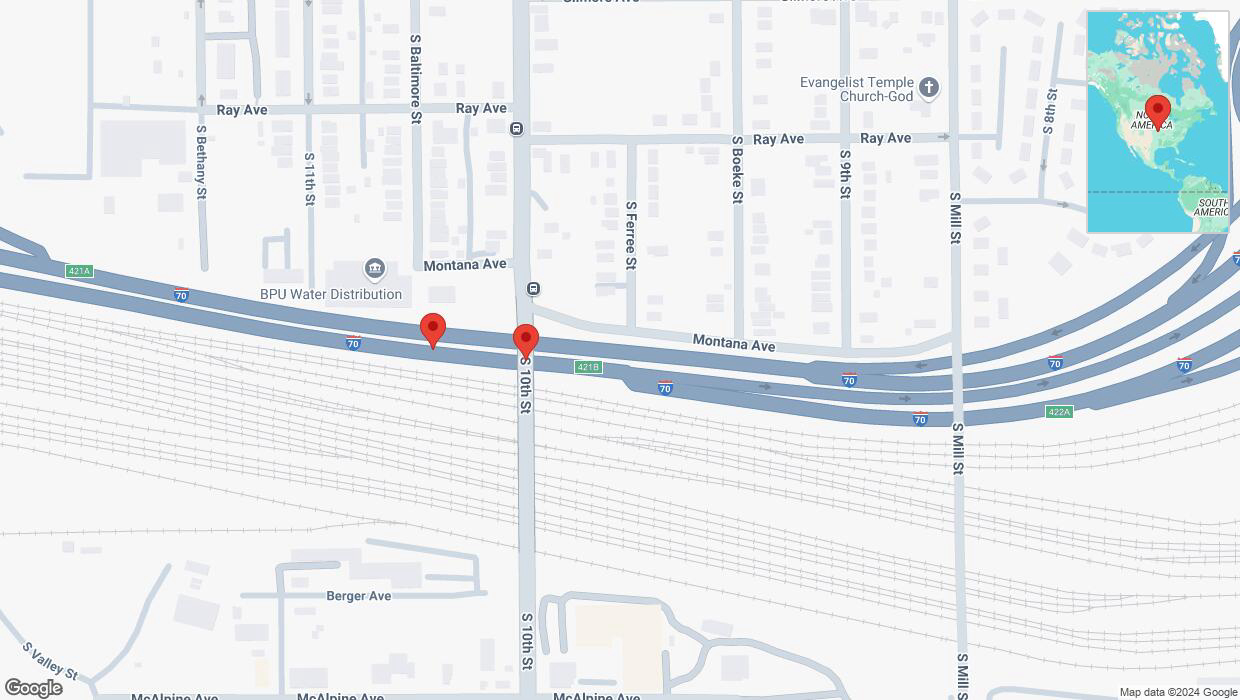 A detailed map that shows the affected road due to 'A crash has been reported on eastbound I-70' on September 28th at 11:18 p.m.