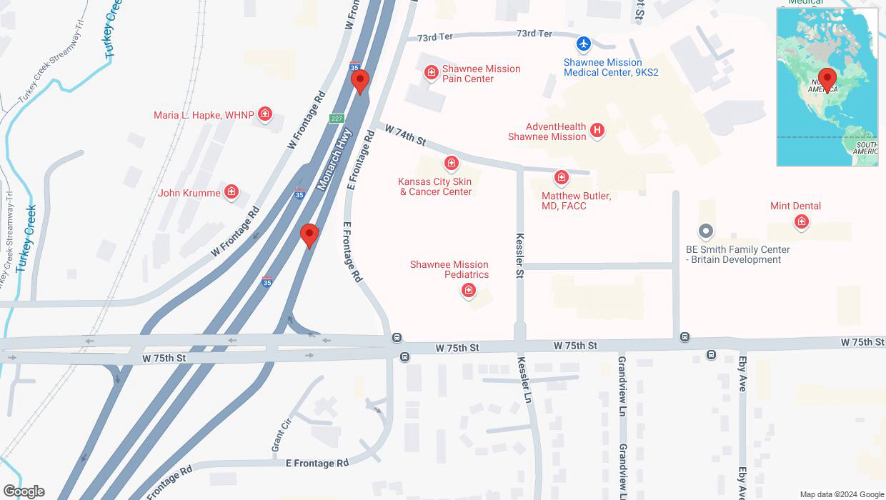 A detailed map that shows the affected road due to 'Broken down vehicle on the Monarch Highway in Merriam' on September 29th at 12:24 p.m.