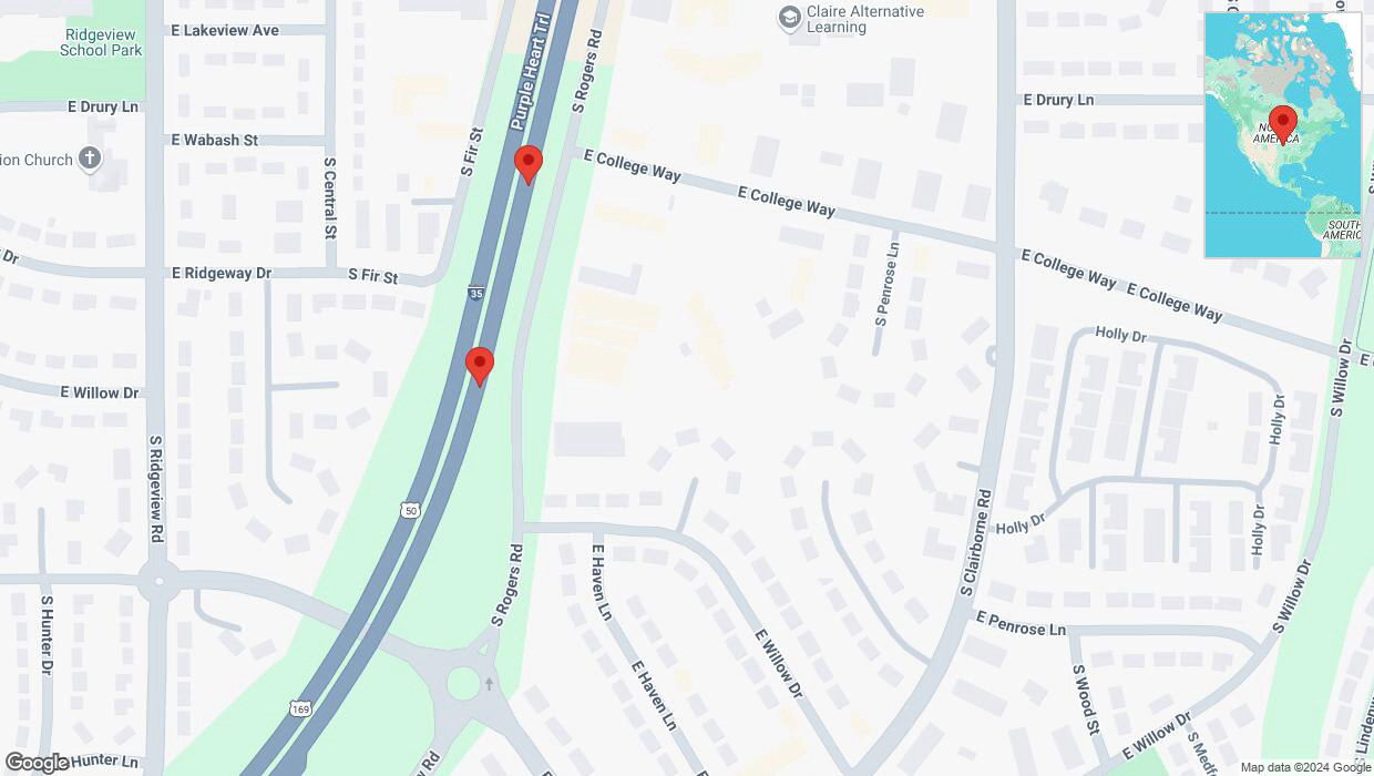 A detailed map that shows the affected road due to 'Broken down vehicle on eastbound I-35 in Olathe' on September 29th at 4 p.m.