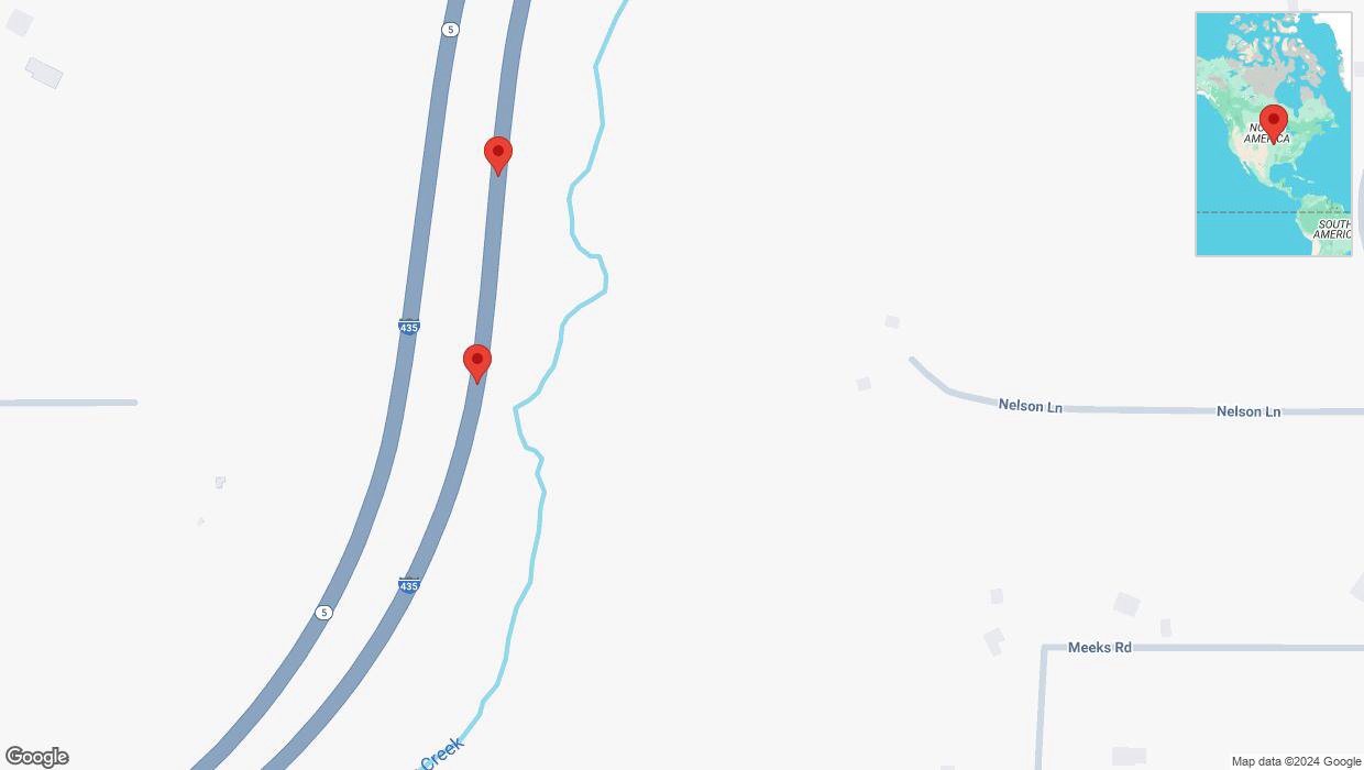 A detailed map that shows the affected road due to 'Broken down vehicle on northbound I-435 in Kansas City' on September 29th at 7 p.m.