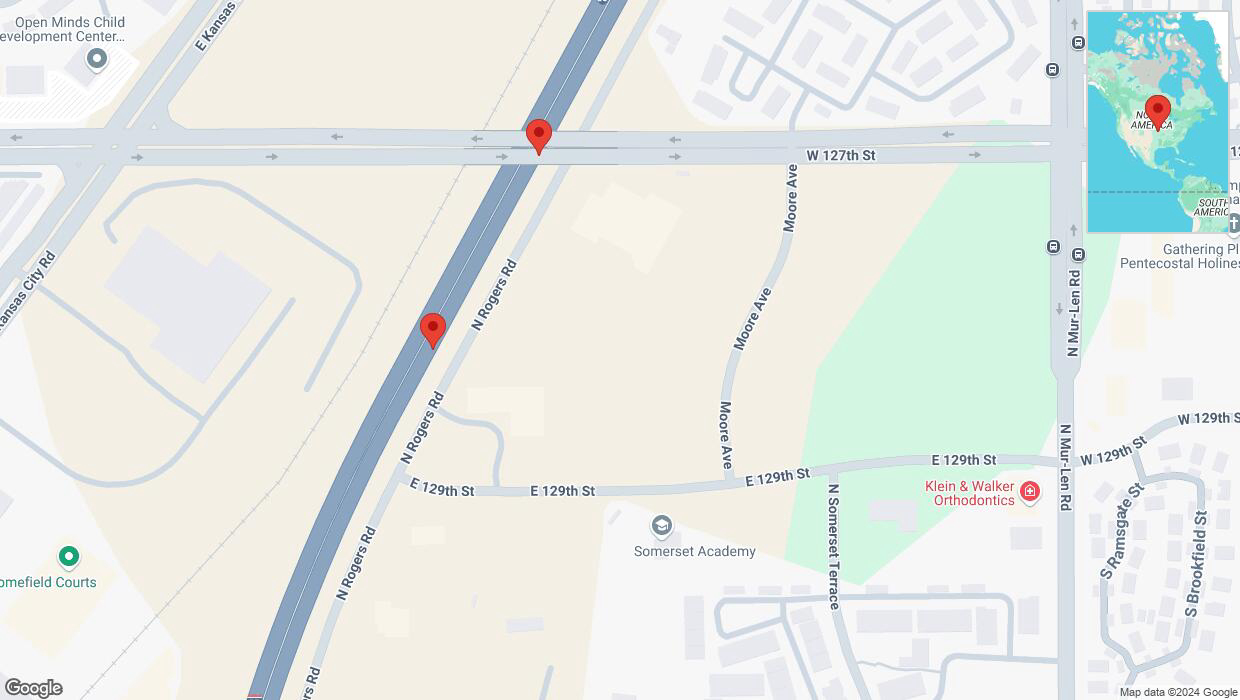 A detailed map that shows the affected road due to 'Broken down vehicle on eastbound I-35 in Olathe' on October 1st at 4:55 p.m.