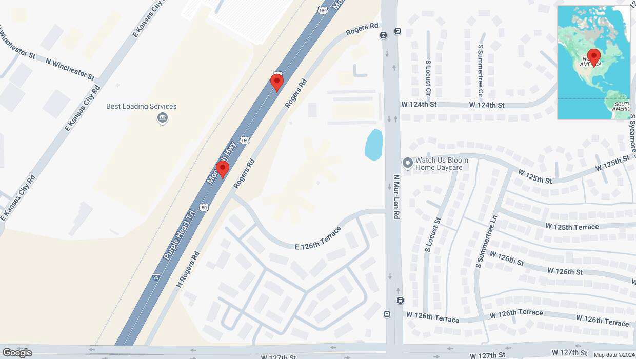 A detailed map that shows the affected road due to 'Broken down vehicle on eastbound I-35 in Olathe' on October 2nd at 4:43 p.m.