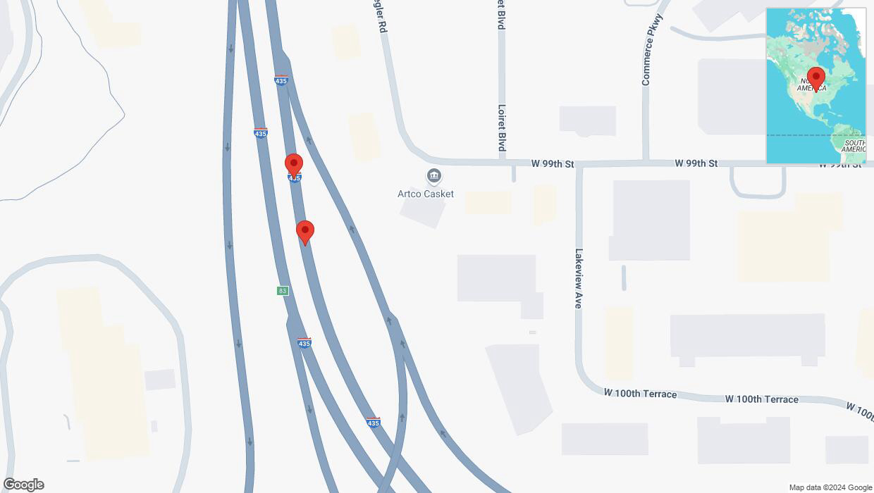 A detailed map that shows the affected road due to 'Broken down vehicle on northbound I-435 in Lenexa' on October 5th at 2:39 p.m.