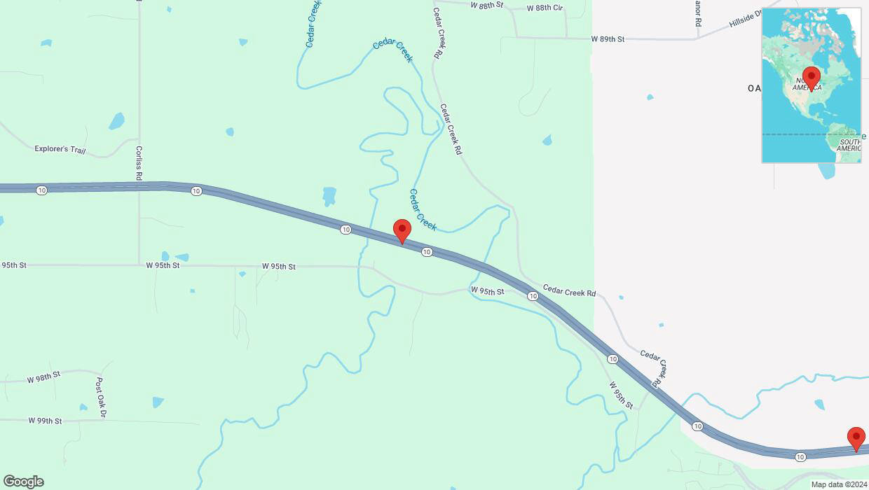 A detailed map that shows the affected road due to 'Left lane on K-10 closed in De Soto' on October 6th at 7:17 p.m.