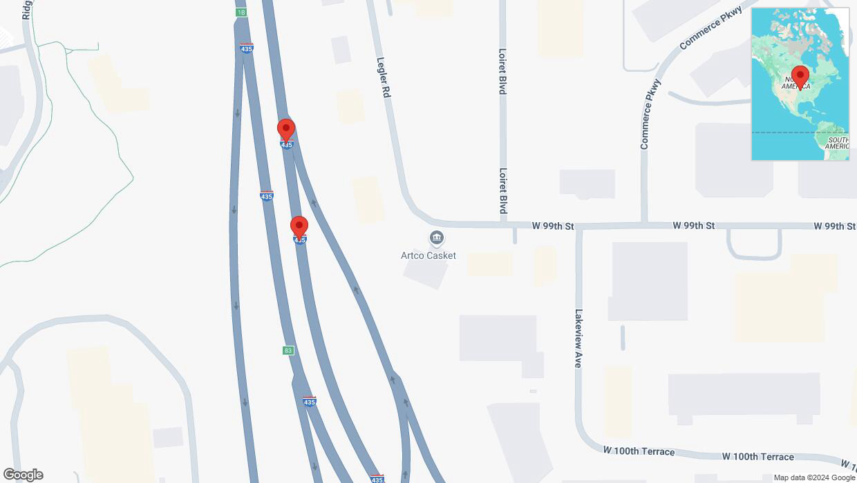 A detailed map that shows the affected road due to 'Broken down vehicle on northbound I-435 in Lenexa' on October 6th at 3:38 p.m.