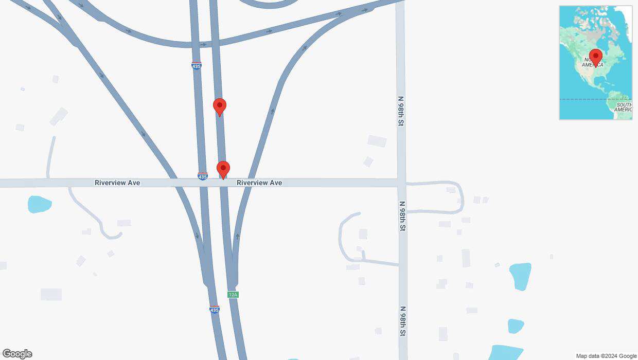 A detailed map that shows the affected road due to 'Broken down vehicle on northbound I-435 in Edwardsville' on October 7th at 4:31 p.m.