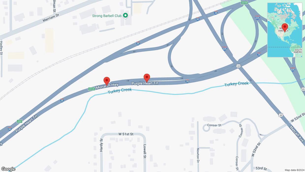 A detailed map that shows the affected road due to 'Broken down vehicle on northbound I-35 in Mission' on October 11th at 2:48 p.m.